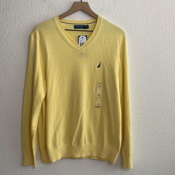 Nautica Men’s V-Neck Sweater Medium Ochre Beach Navtech NWT Classic Fit - Picture 5 of 12